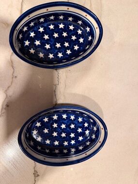 Blue Star Pattern Oval Polish Pottery